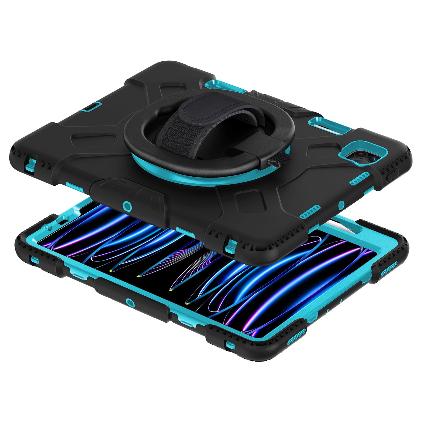 For iPad Pro 11-inch (2018) / (2020) / (2021) / (2022) / Air (2020) / (2022) Kickstand PC+TPU Tablet Case with Shoulder Strap