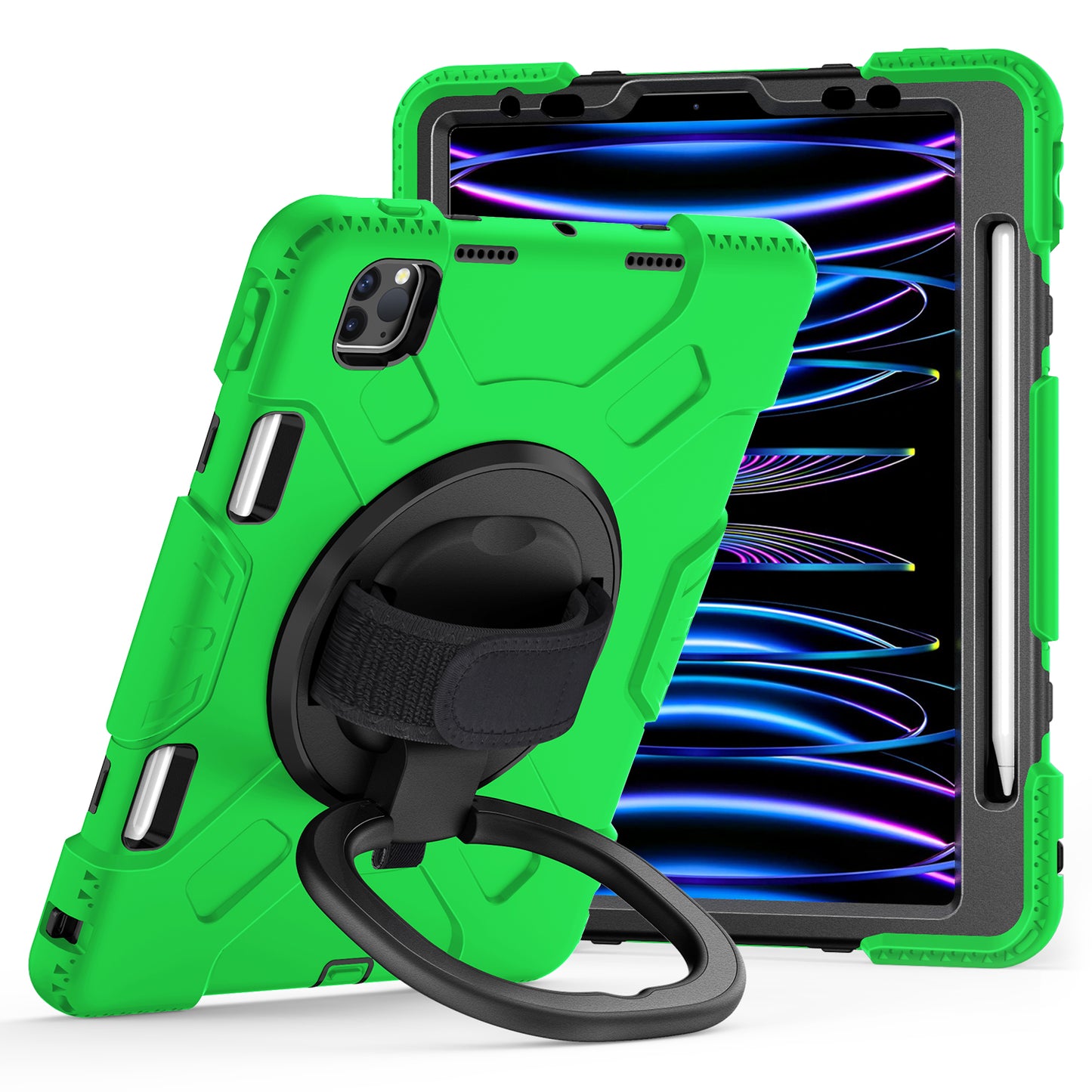 For iPad Pro 11-inch (2018) / (2020) / (2021) / (2022) / Air (2020) / (2022) Kickstand PC+TPU Tablet Case with Shoulder Strap