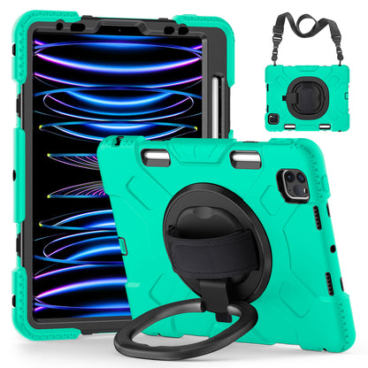 For iPad Pro 11-inch (2018) / (2020) / (2021) / (2022) / Air (2020) / (2022) Kickstand PC+TPU Tablet Case with Shoulder Strap