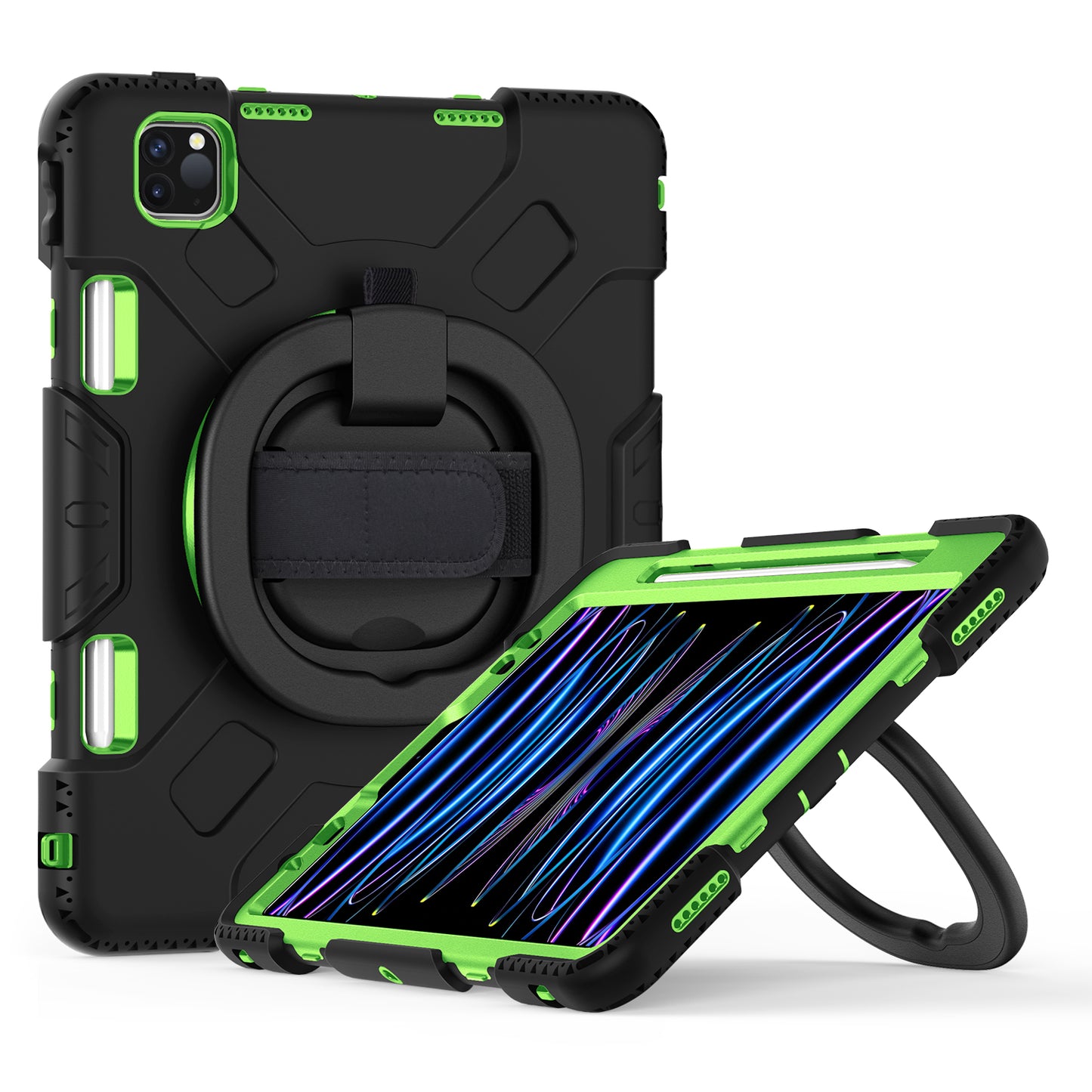 For iPad Pro 11-inch (2018) / (2020) / (2021) / (2022) / Air (2020) / (2022) Kickstand PC+TPU Tablet Case with Shoulder Strap