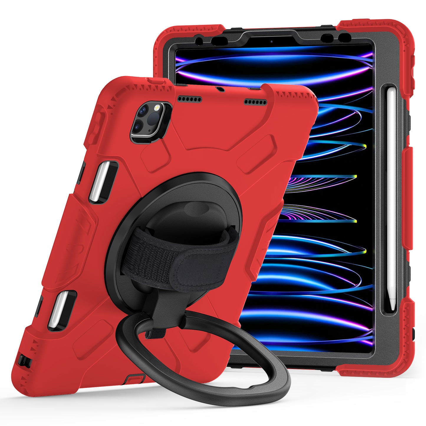 For iPad Pro 11-inch (2018) / (2020) / (2021) / (2022) / Air (2020) / (2022) Kickstand PC+TPU Tablet Case with Shoulder Strap