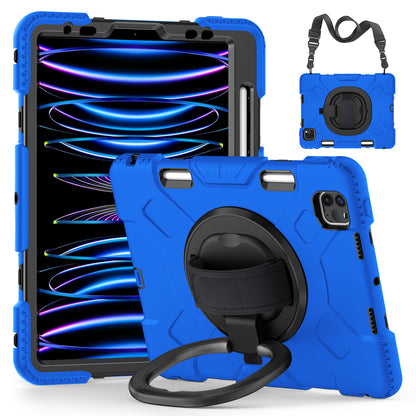 For iPad Pro 11-inch (2018) / (2020) / (2021) / (2022) / Air (2020) / (2022) Kickstand PC+TPU Tablet Case with Shoulder Strap