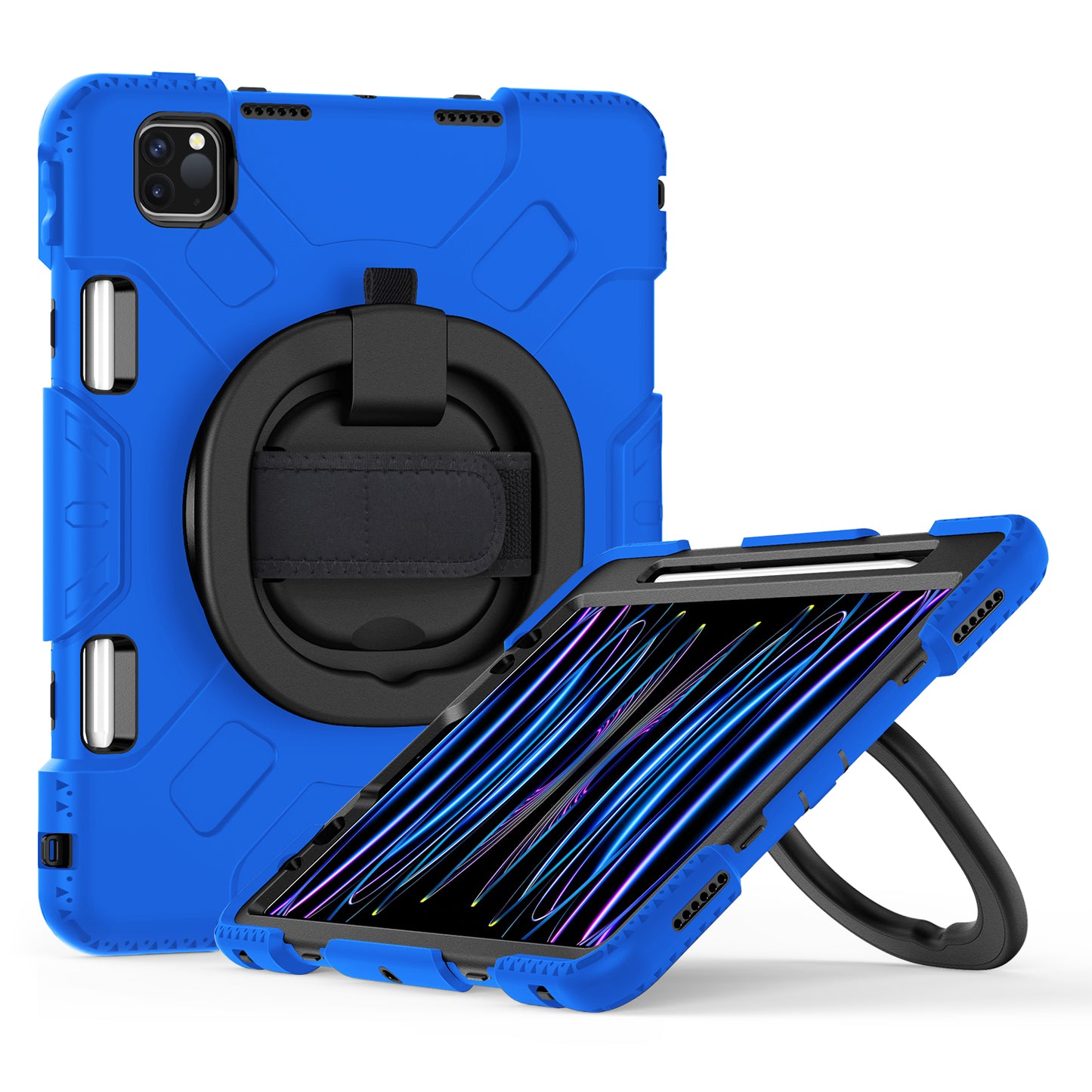 For iPad Pro 11-inch (2018) / (2020) / (2021) / (2022) / Air (2020) / (2022) Kickstand PC+TPU Tablet Case with Shoulder Strap