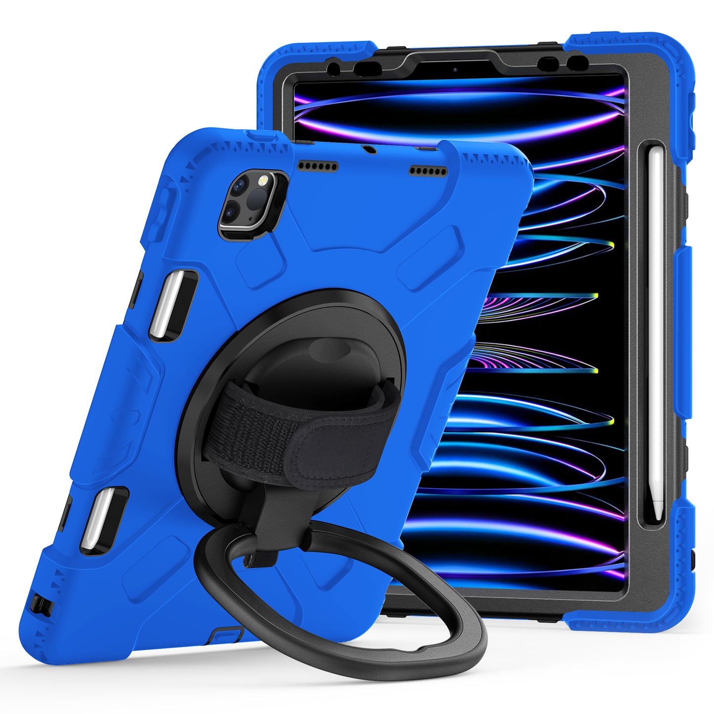For iPad Pro 11-inch (2018) / (2020) / (2021) / (2022) / Air (2020) / (2022) Kickstand PC+TPU Tablet Case with Shoulder Strap