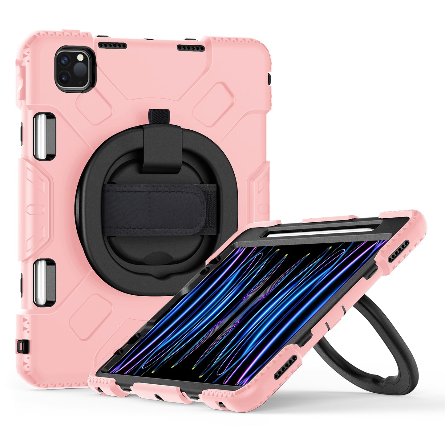 For iPad Pro 11-inch (2018) / (2020) / (2021) / (2022) / Air (2020) / (2022) Kickstand PC+TPU Tablet Case with Shoulder Strap