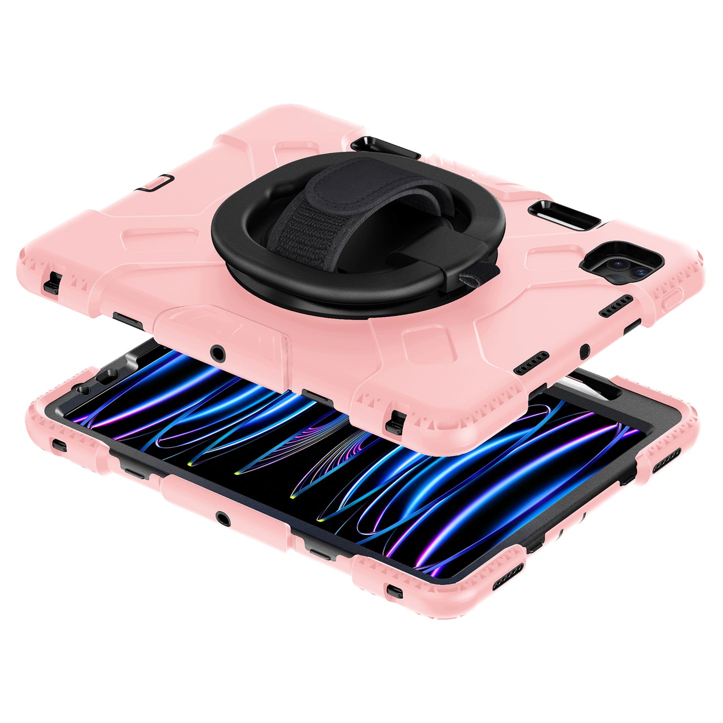 For iPad Pro 11-inch (2018) / (2020) / (2021) / (2022) / Air (2020) / (2022) Kickstand PC+TPU Tablet Case with Shoulder Strap