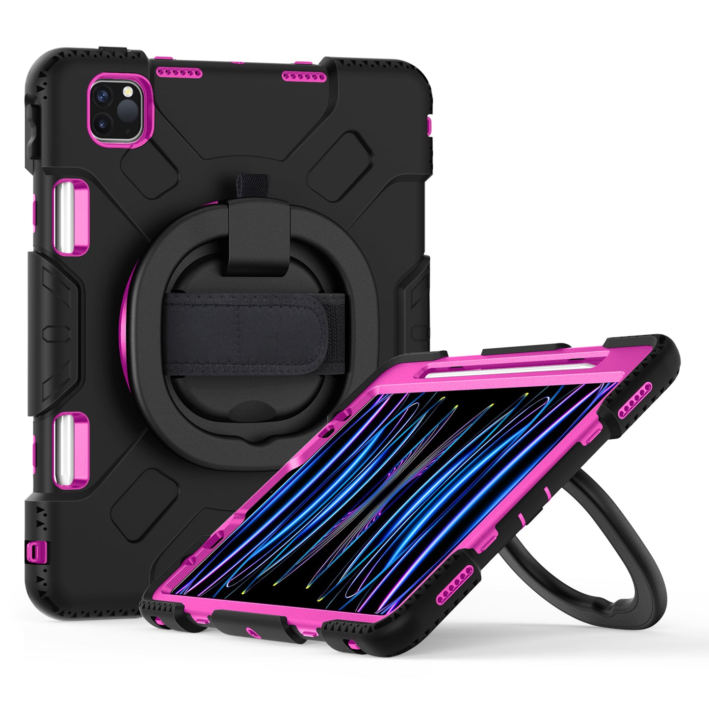 For iPad Pro 11-inch (2018) / (2020) / (2021) / (2022) / Air (2020) / (2022) Kickstand PC+TPU Tablet Case with Shoulder Strap