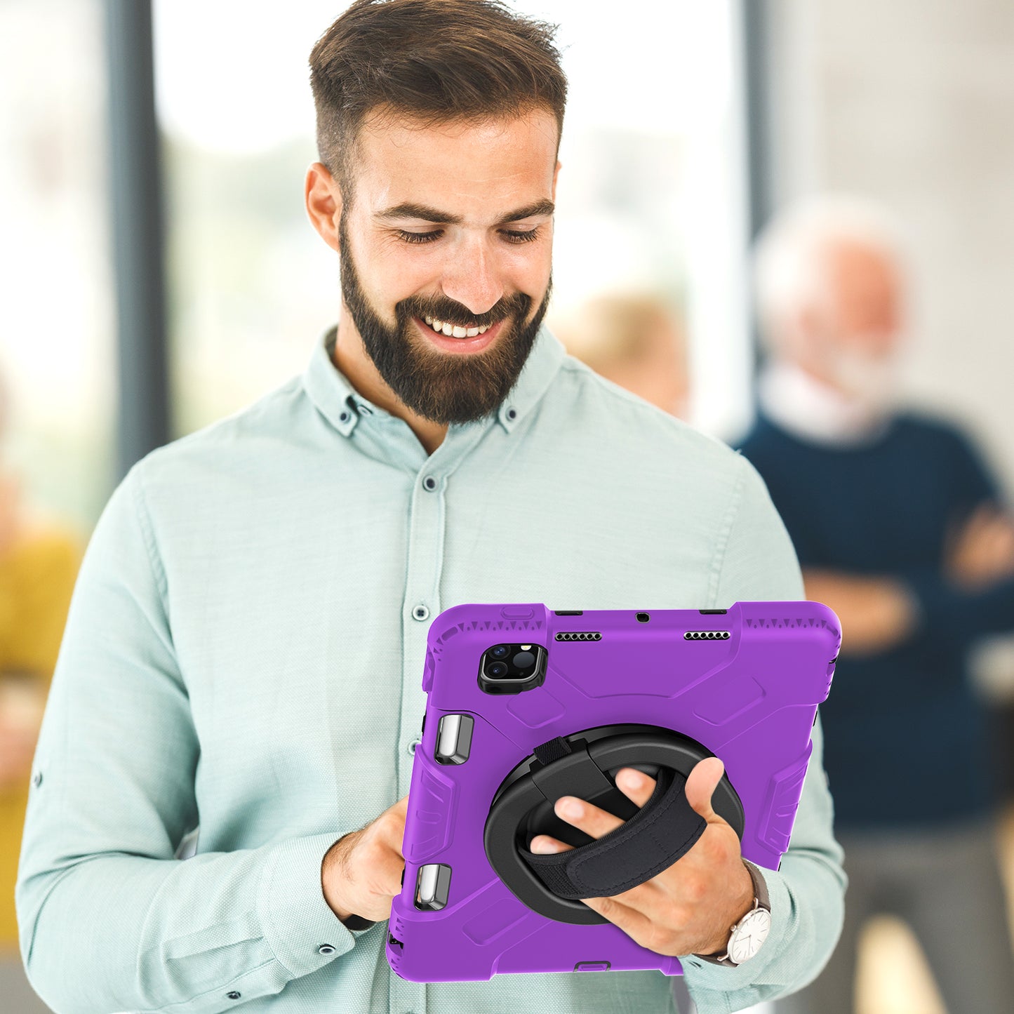 For iPad Pro 11-inch (2018) / (2020) / (2021) / (2022) / Air (2020) / (2022) Kickstand PC+TPU Tablet Case with Shoulder Strap