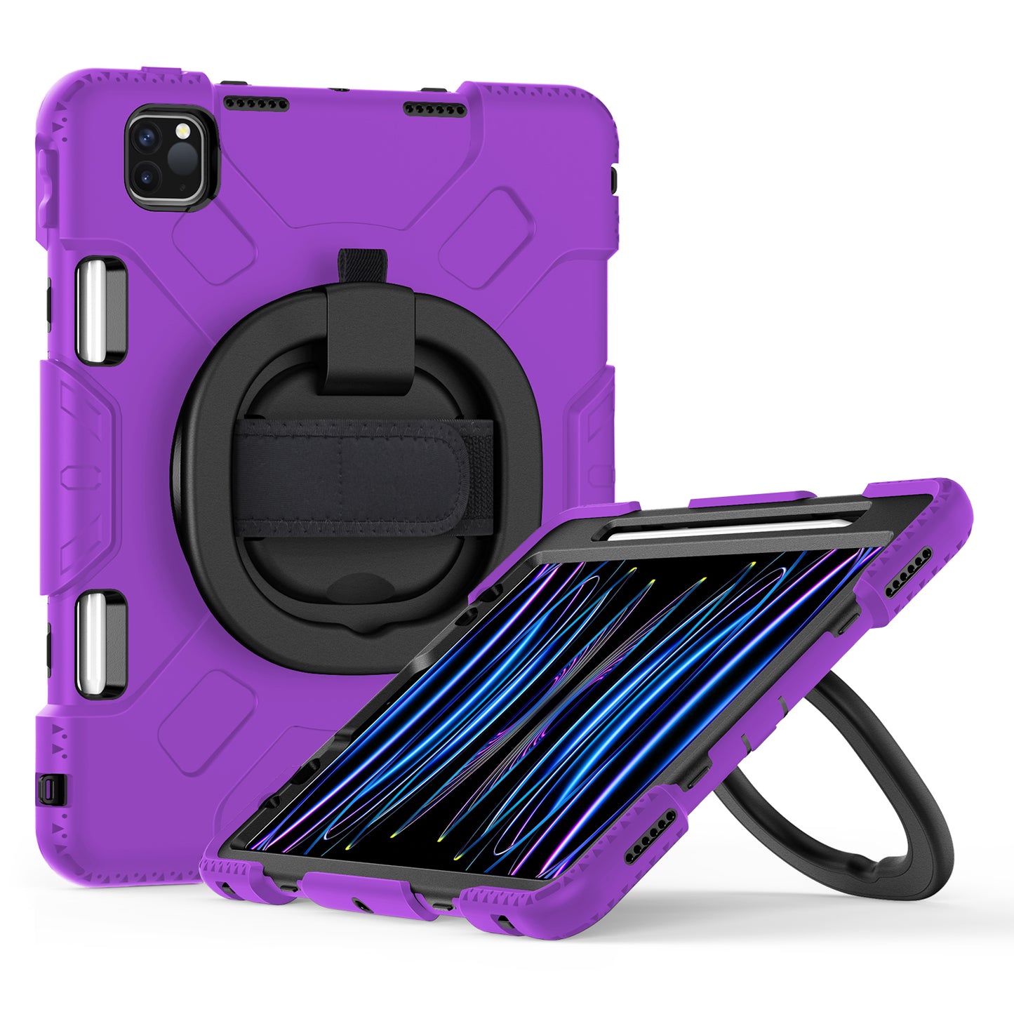 For iPad Pro 11-inch (2018) / (2020) / (2021) / (2022) / Air (2020) / (2022) Kickstand PC+TPU Tablet Case with Shoulder Strap