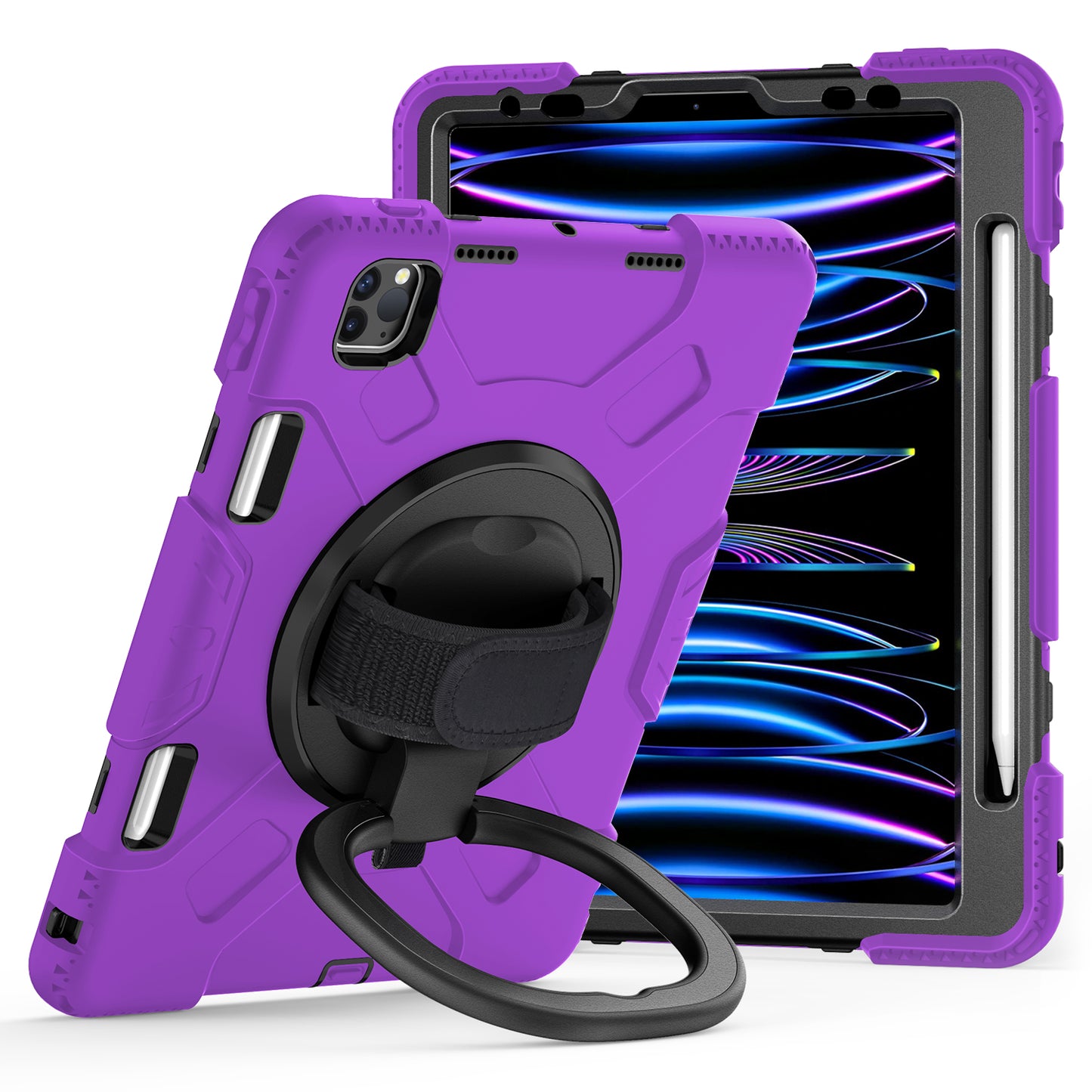 For iPad Pro 11-inch (2018) / (2020) / (2021) / (2022) / Air (2020) / (2022) Kickstand PC+TPU Tablet Case with Shoulder Strap