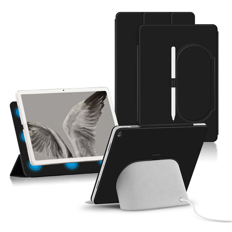 For Google Pixel Tablet Tri-fold Stand Cover PU Leather Magnetic Attachment Tablet Case