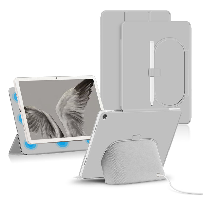 For Google Pixel Tablet Tri-fold Stand Cover PU Leather Magnetic Attachment Tablet Case
