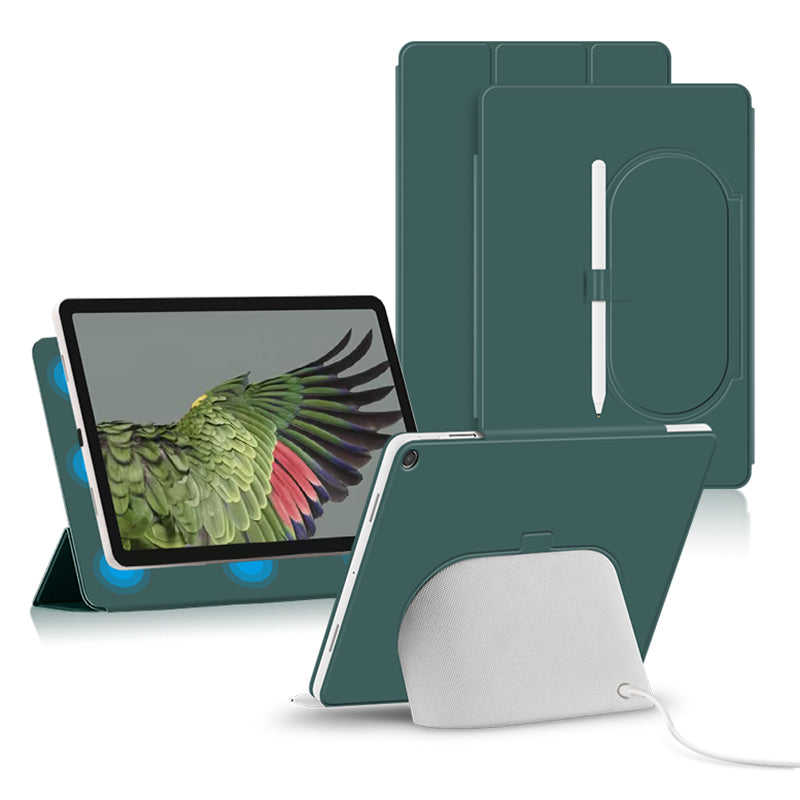 For Google Pixel Tablet Tri-fold Stand Cover PU Leather Magnetic Attachment Tablet Case