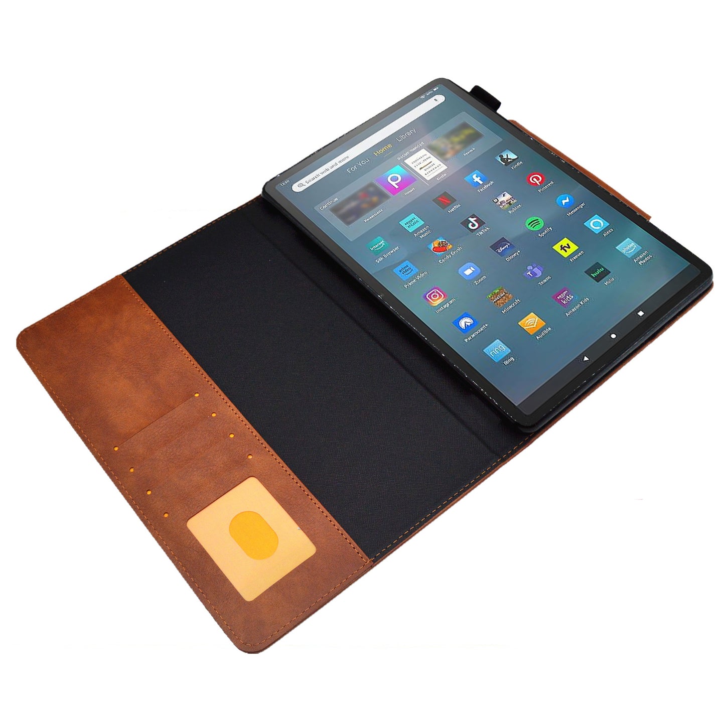 Tablet Case for Amazon Fire Max 11 , Card Holder Cowhide Texture PU Leather Stand Cover