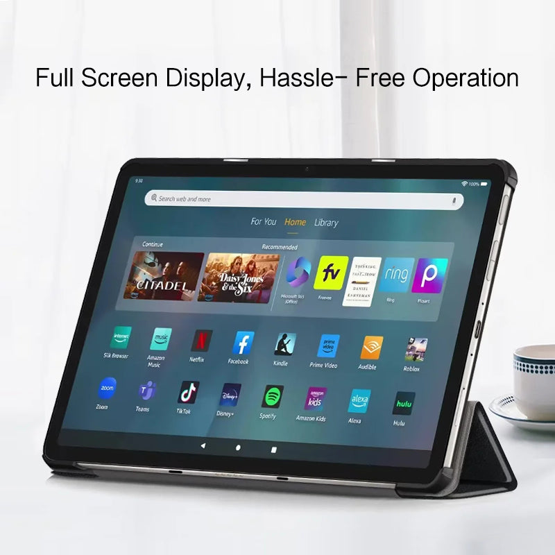 For Amazon Fire Max 11 Tri-fold Stand Tablet Case PU Leather Auto Wake / Sleep Full Body Protection Cover