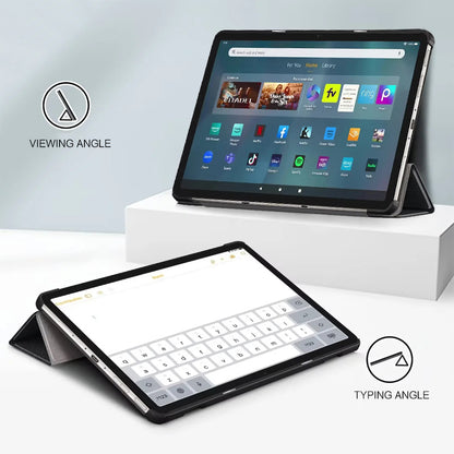For Amazon Fire Max 11 Tri-fold Stand Tablet Case PU Leather Auto Wake / Sleep Full Body Protection Cover