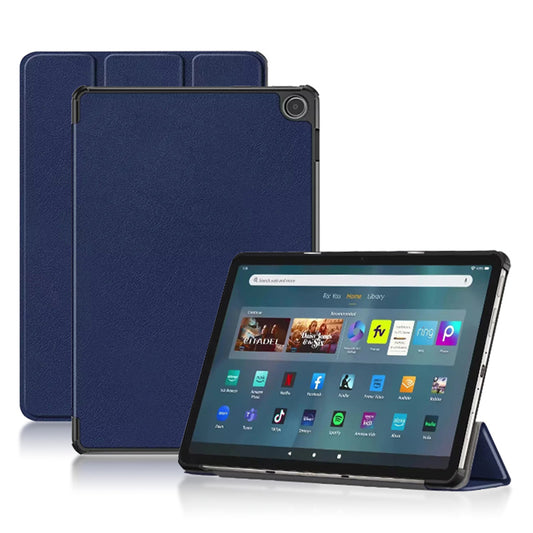 For Amazon Fire Max 11 Tri-fold Stand Tablet Case PU Leather Auto Wake / Sleep Full Body Protection Cover