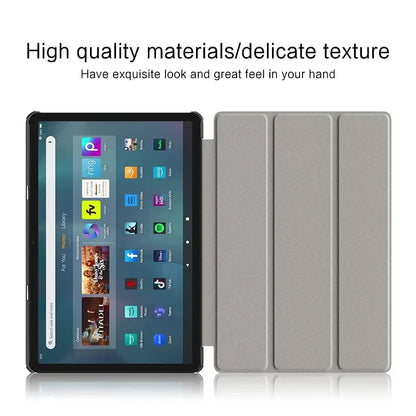 For Amazon Fire Max 11 Tri-fold Stand Tablet Case PU Leather Auto Wake / Sleep Full Body Protection Cover