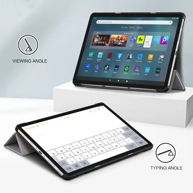 For Amazon Fire Max 11 Tri-fold Stand Tablet Case PU Leather Auto Wake / Sleep Full Body Protection Cover