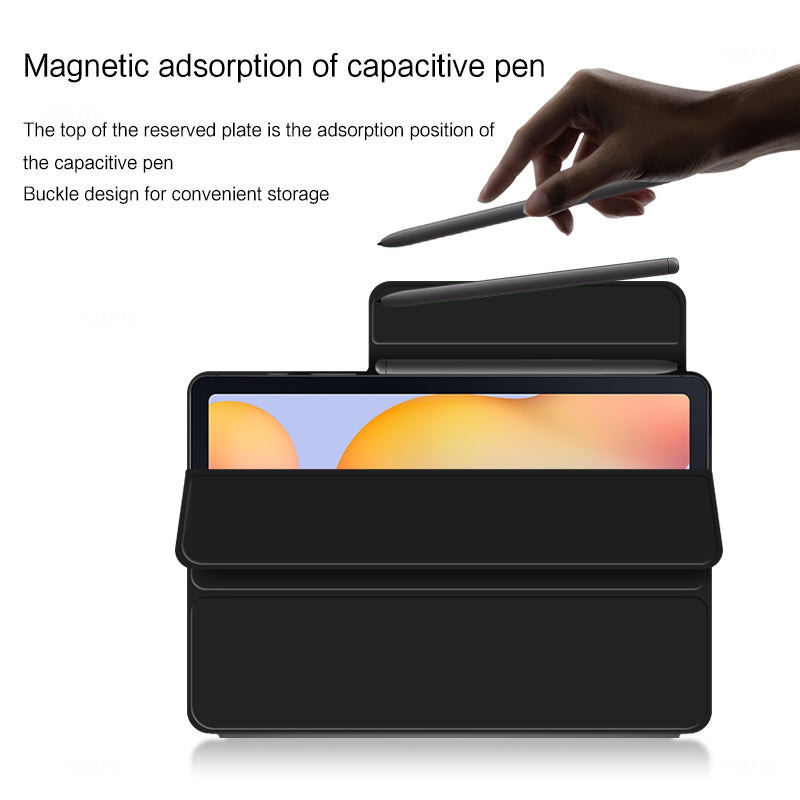 Tri-fold Stand Cover for Samsung Galaxy Tab S6 Lite / Tab S6 Lite (2022) , PU Leather Magnetic Smart Tablet Case