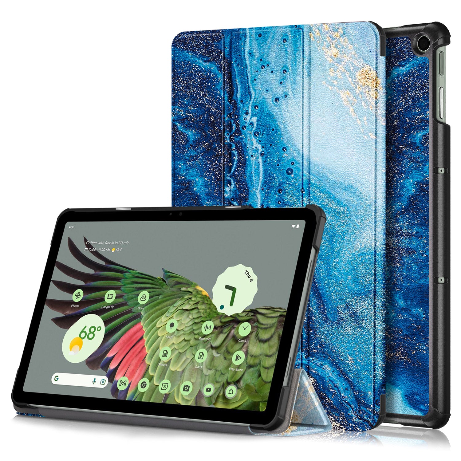 Pattern Printed Shockproof Case for Google Pixel Tablet Tri-fold Stand PU Leather Tablet Cover