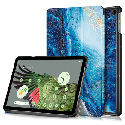 Pattern Printed Shockproof Case for Google Pixel Tablet Tri-fold Stand PU Leather Tablet Cover