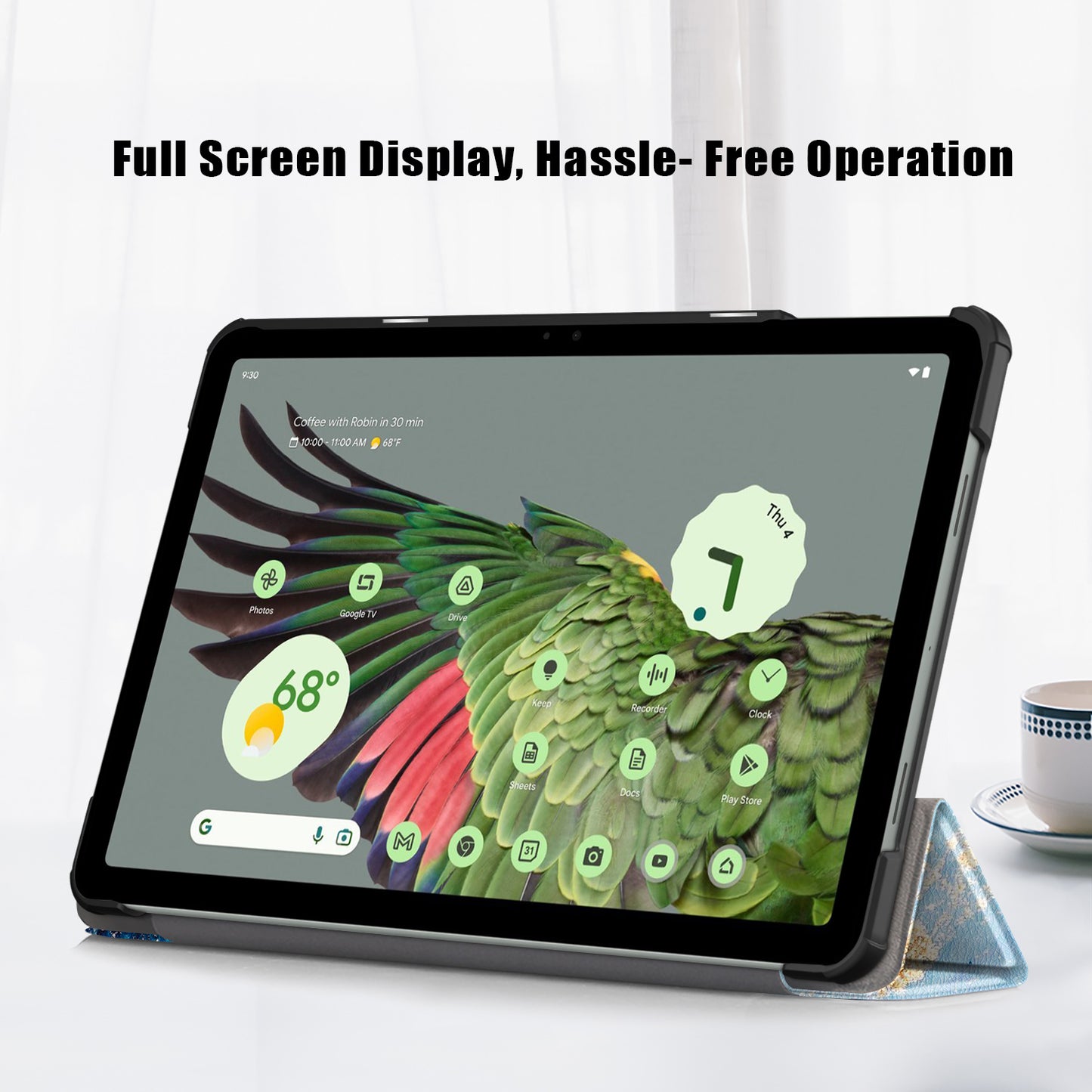 Pattern Printed Shockproof Case for Google Pixel Tablet Tri-fold Stand PU Leather Tablet Cover