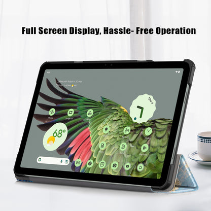Pattern Printed Shockproof Case for Google Pixel Tablet Tri-fold Stand PU Leather Tablet Cover