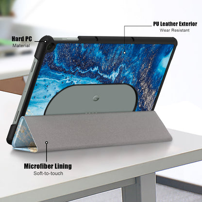Pattern Printed Shockproof Case for Google Pixel Tablet Tri-fold Stand PU Leather Tablet Cover