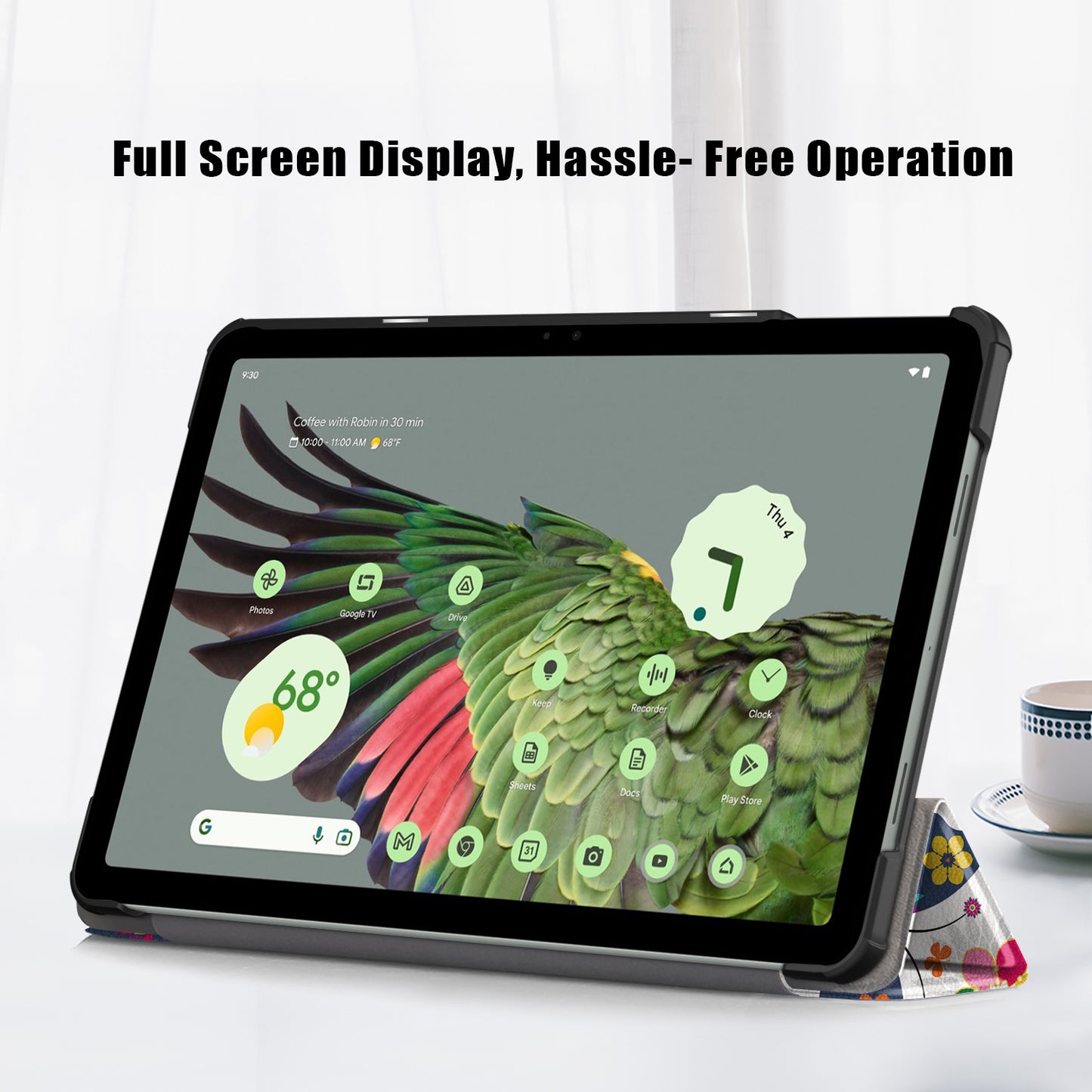 Pattern Printed Shockproof Case for Google Pixel Tablet Tri-fold Stand PU Leather Tablet Cover