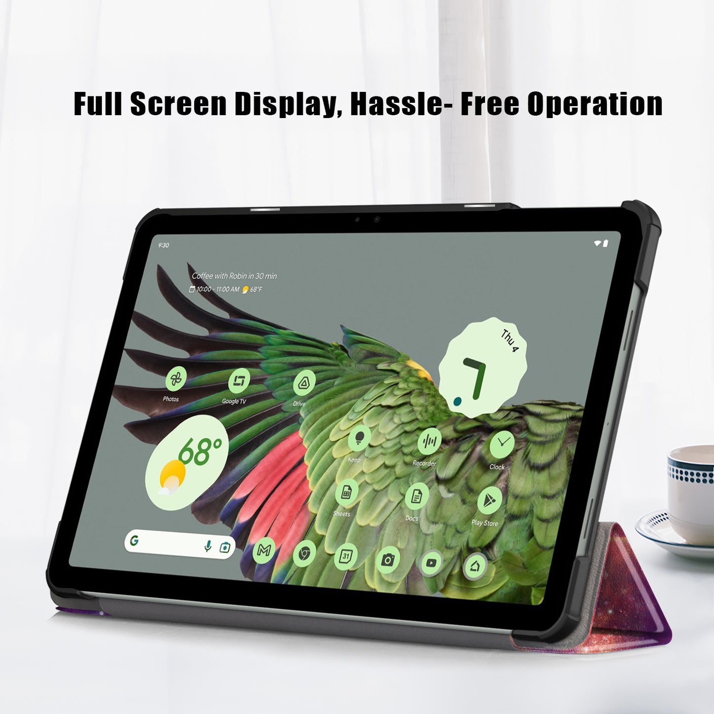 Pattern Printed Shockproof Case for Google Pixel Tablet Tri-fold Stand PU Leather Tablet Cover