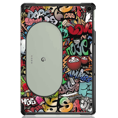 Pattern Printed Shockproof Case for Google Pixel Tablet Tri-fold Stand PU Leather Tablet Cover