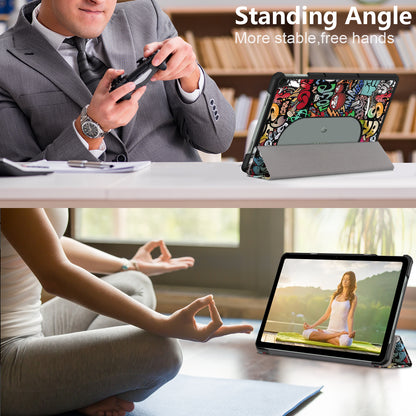 Pattern Printed Shockproof Case for Google Pixel Tablet Tri-fold Stand PU Leather Tablet Cover
