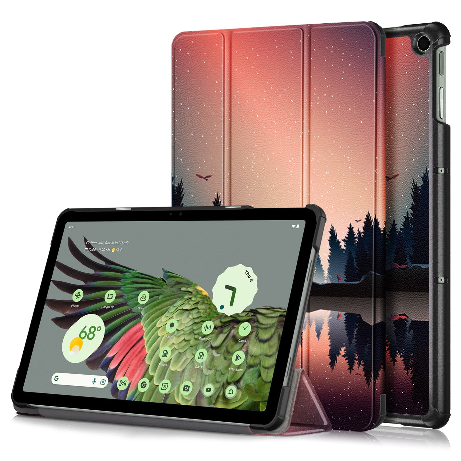 Pattern Printed Shockproof Case for Google Pixel Tablet Tri-fold Stand PU Leather Tablet Cover