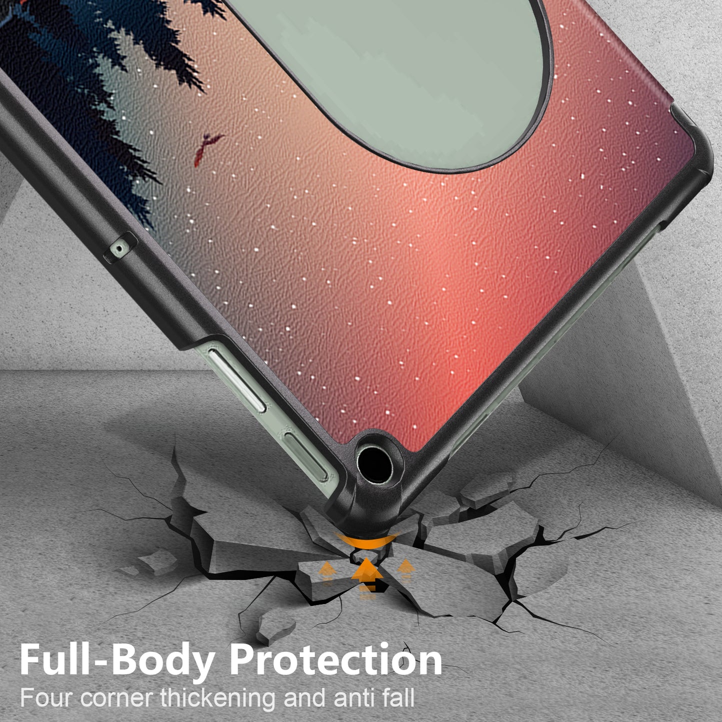 Pattern Printed Shockproof Case for Google Pixel Tablet Tri-fold Stand PU Leather Tablet Cover