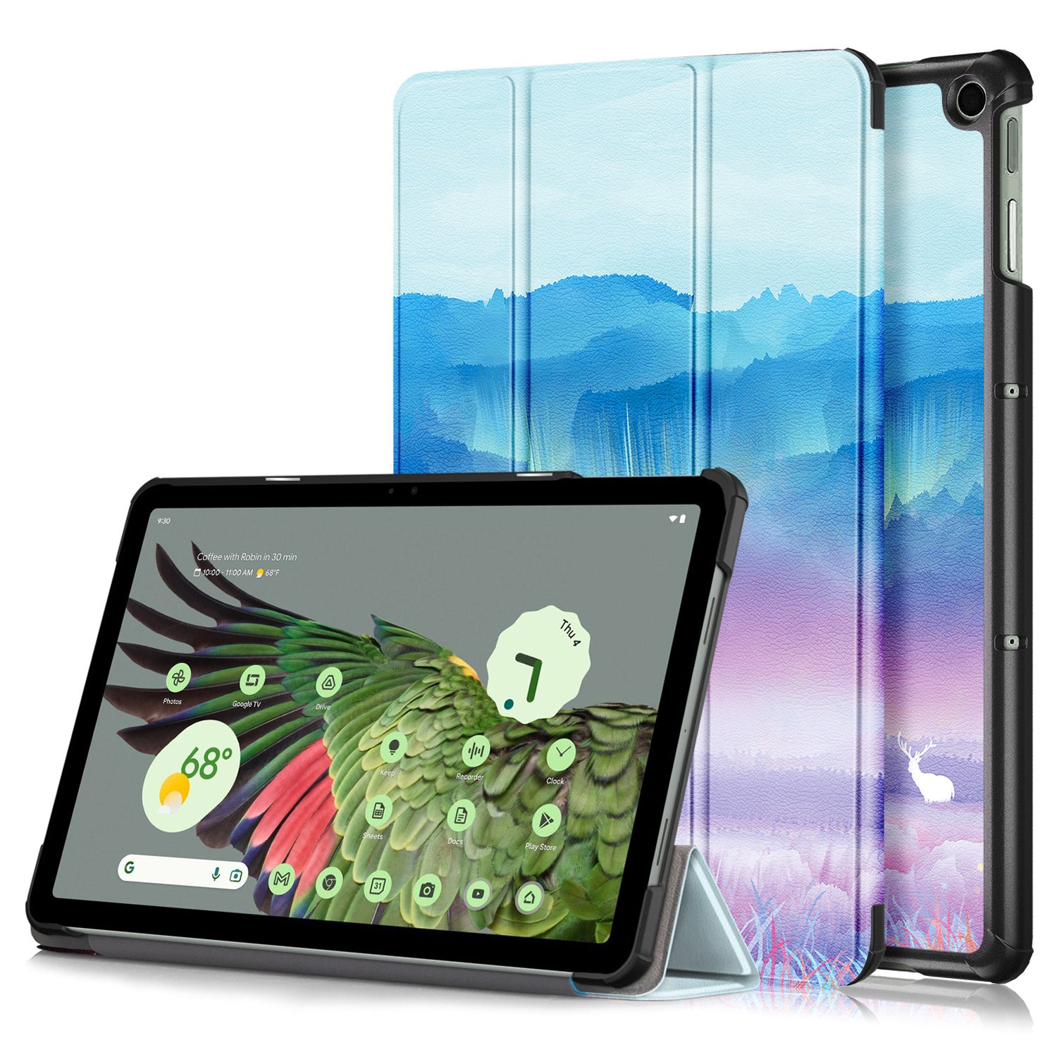 Pattern Printed Shockproof Case for Google Pixel Tablet Tri-fold Stand PU Leather Tablet Cover