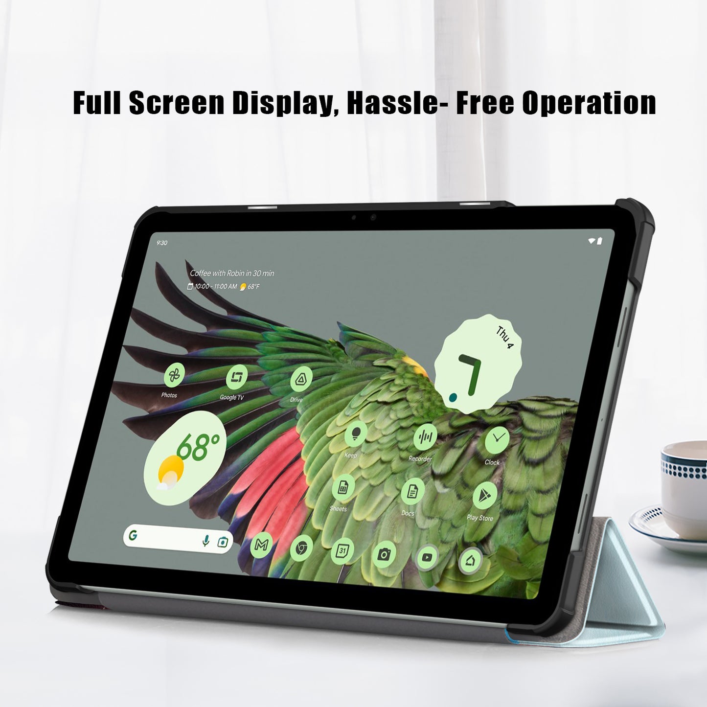 Pattern Printed Shockproof Case for Google Pixel Tablet Tri-fold Stand PU Leather Tablet Cover