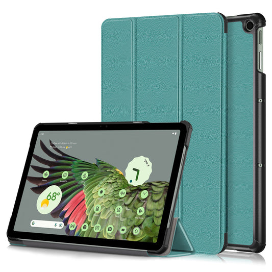 Pure Color Protective Case for Google Pixel Tablet PU Leather Anti-drop Tablet Cover with Case Tri-fold Stand
