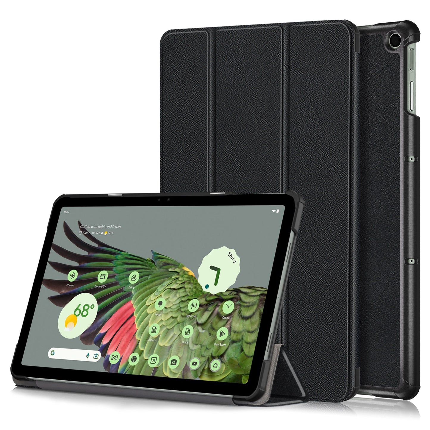 Pure Color Protective Case for Google Pixel Tablet PU Leather Anti-drop Tablet Cover with Case Tri-fold Stand
