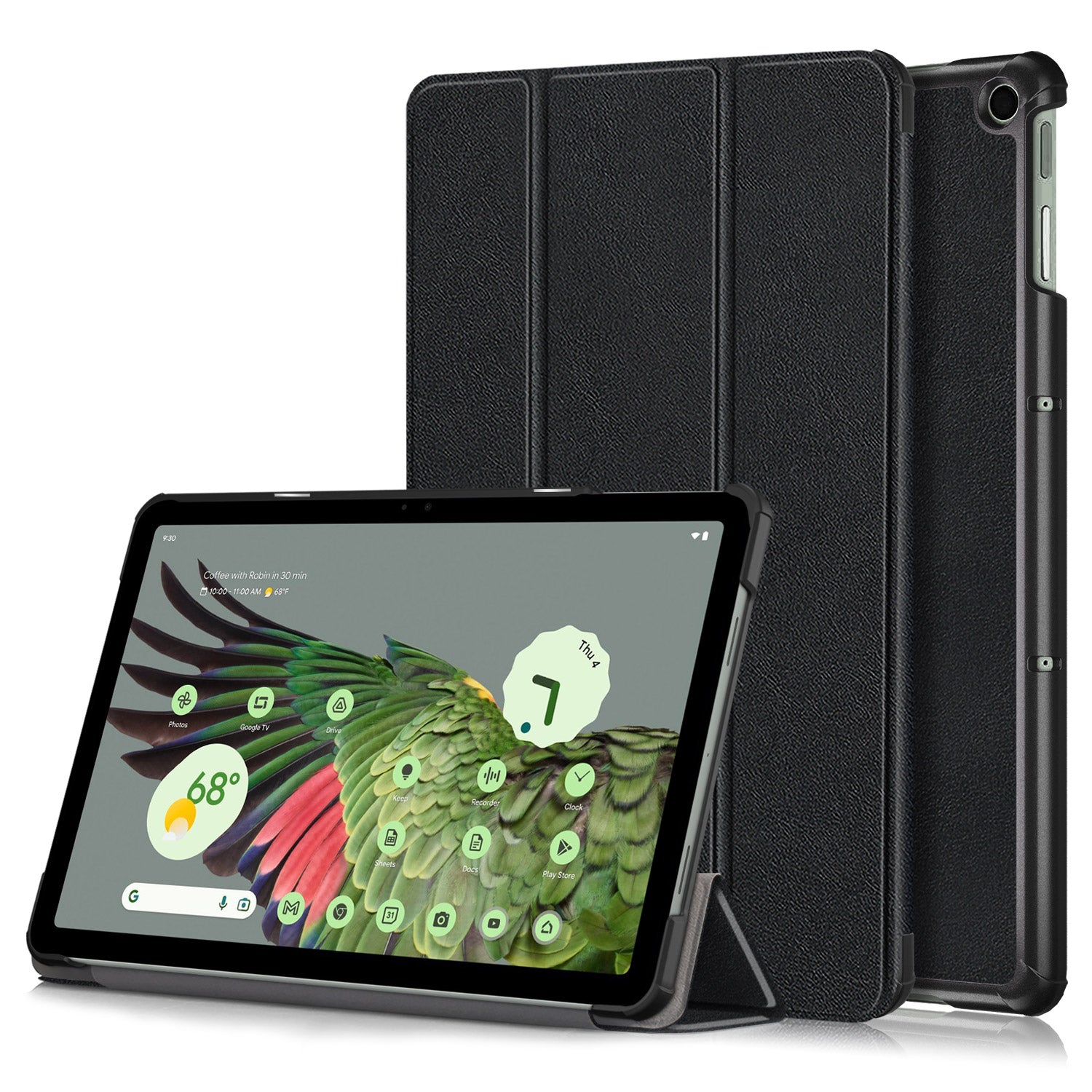 Pure Color Protective Case for Google Pixel Tablet PU Leather Anti-drop Tablet Cover with Case Tri-fold Stand