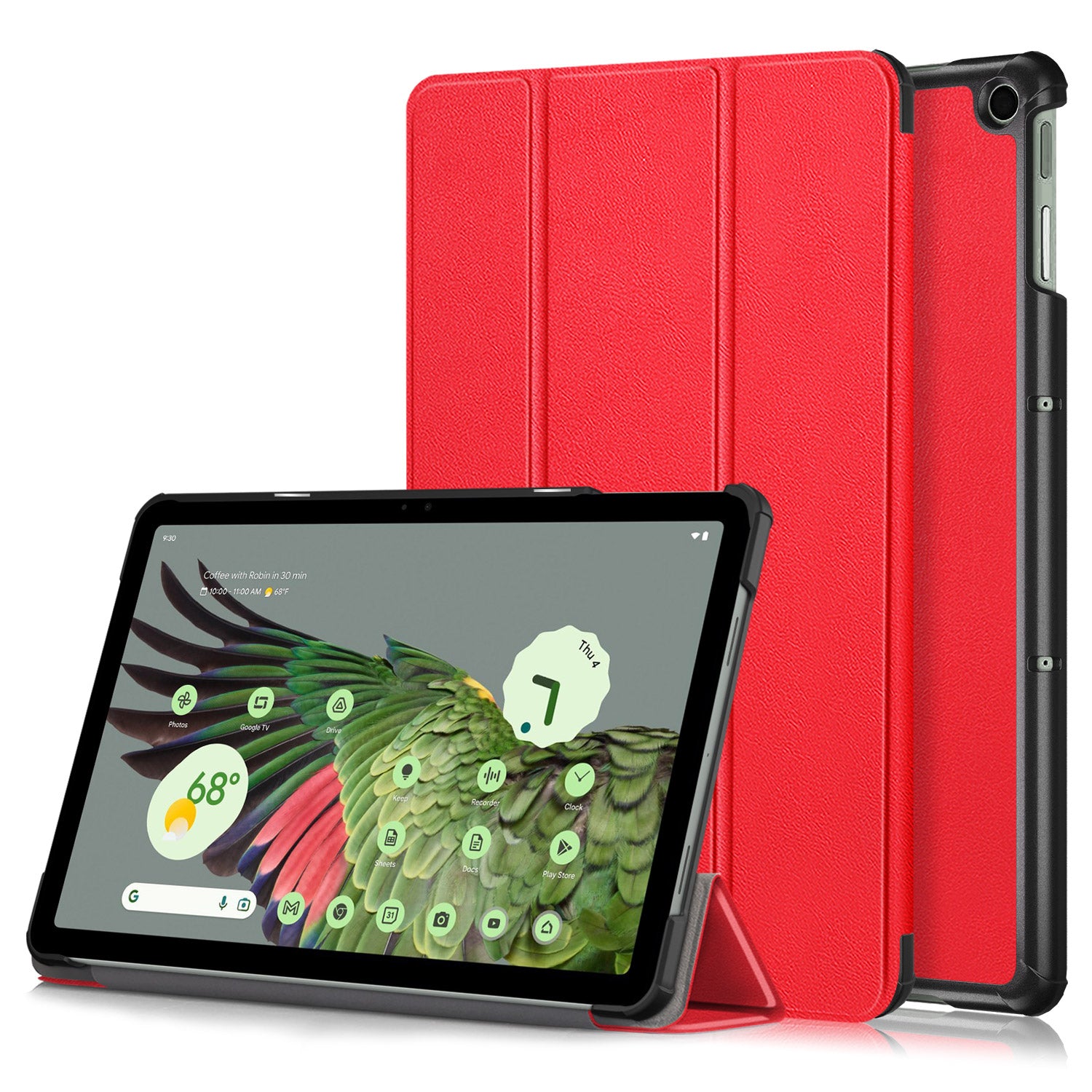 Pure Color Protective Case for Google Pixel Tablet PU Leather Anti-drop Tablet Cover with Case Tri-fold Stand
