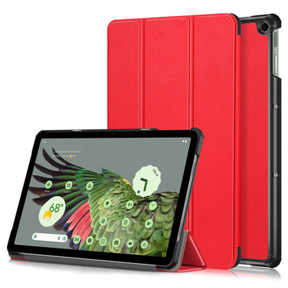 Pure Color Protective Case for Google Pixel Tablet PU Leather Anti-drop Tablet Cover with Case Tri-fold Stand