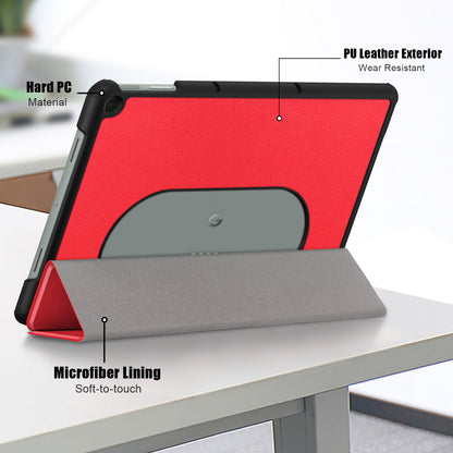 Pure Color Protective Case for Google Pixel Tablet PU Leather Anti-drop Tablet Cover with Case Tri-fold Stand