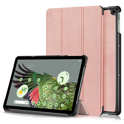 Pure Color Protective Case for Google Pixel Tablet PU Leather Anti-drop Tablet Cover with Case Tri-fold Stand