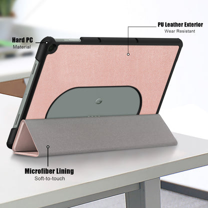 Pure Color Protective Case for Google Pixel Tablet PU Leather Anti-drop Tablet Cover with Case Tri-fold Stand