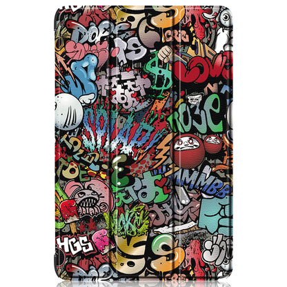 Tablet Leather Case for Samsung Galaxy Tab S9 Ultra SM-X910 M-X916B SM-X918 , Tri-fold Stand Pattern Printed Cover