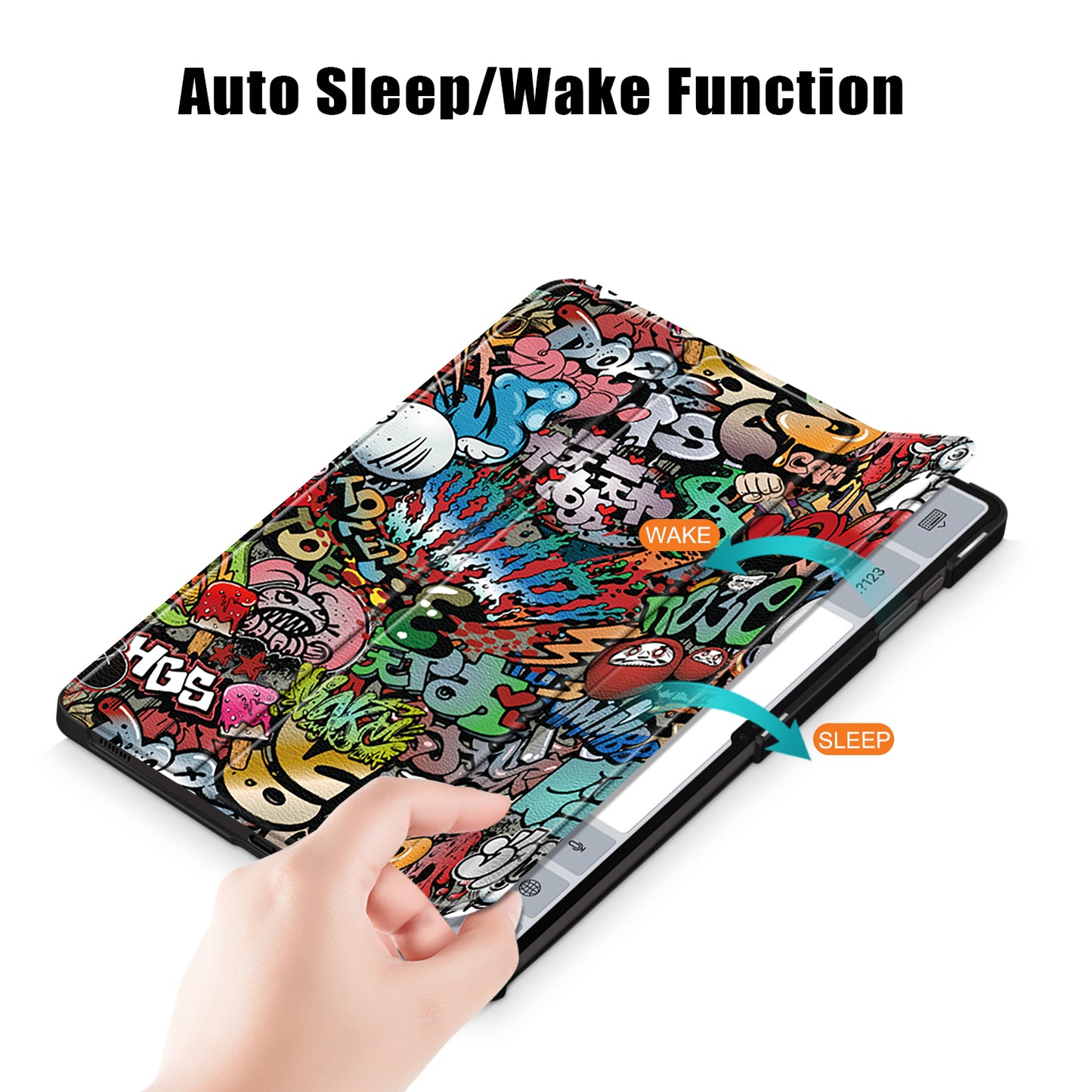 Tablet Leather Case for Samsung Galaxy Tab S9 Ultra SM-X910 M-X916B SM-X918 , Tri-fold Stand Pattern Printed Cover