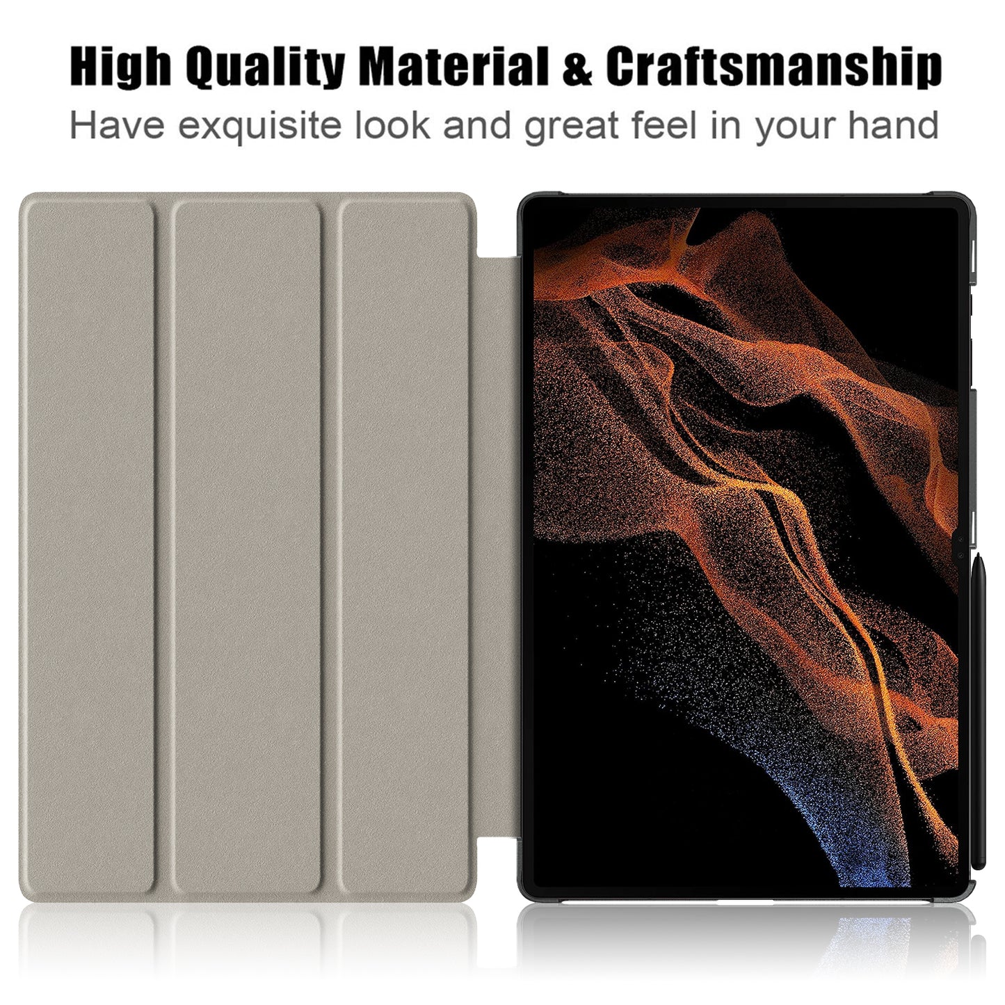 Tablet Leather Case for Samsung Galaxy Tab S9 Ultra SM-X910 M-X916B SM-X918 , Tri-fold Stand Pattern Printed Cover