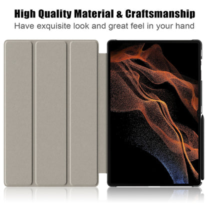 Tablet Leather Case for Samsung Galaxy Tab S9 Ultra SM-X910 M-X916B SM-X918 , Tri-fold Stand Pattern Printed Cover