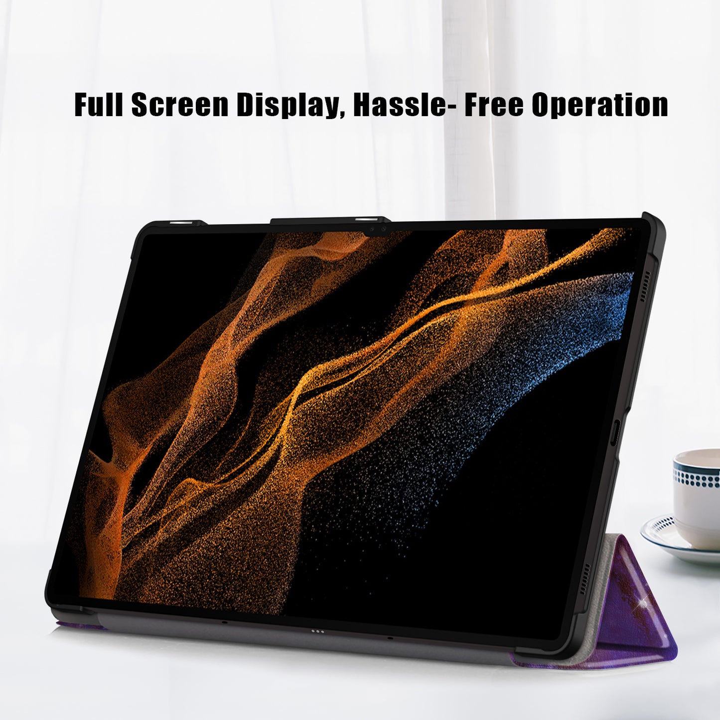 Tablet Leather Case for Samsung Galaxy Tab S9 Ultra SM-X910 M-X916B SM-X918 , Tri-fold Stand Pattern Printed Cover